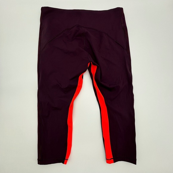 Athleta HIIT It Mesh Capri Leggings XL Plum Purple Orange Athletic - Picture 2 of 9